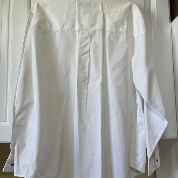 Barbara Blue White Long Sleeve Women Button Up Collared Shirt L Beaded Front - Picture 8 of 11